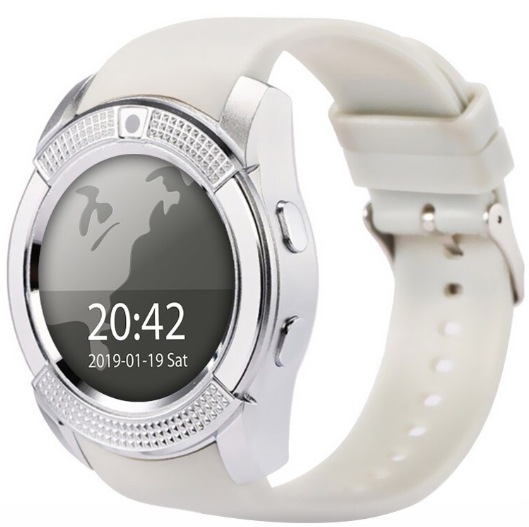 Smartwatch V8 HandsFree Bluetooth 3.0 Micro SIM Android Camera 1.3MP Alb